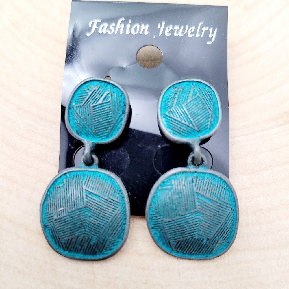 2/$20 Brand New Bohemian Turquoise Blue Square Earrings